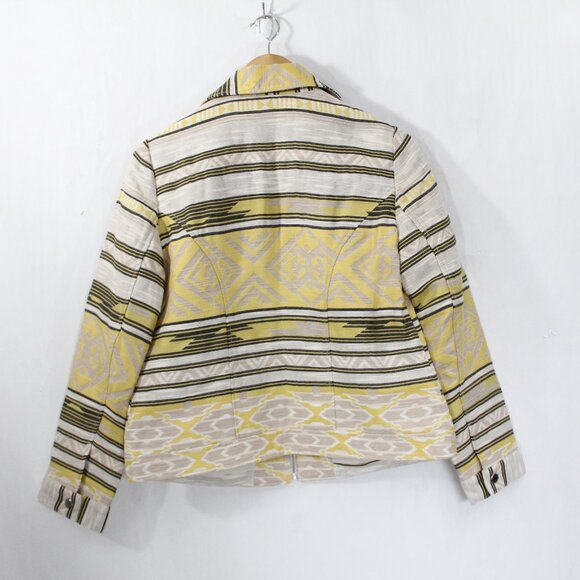 Women Moto Jacket New sz 0 Small Chico's Aztec Print Coat Zipper Jacquard - Picture 12 of 12